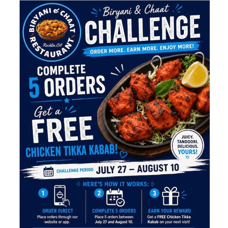 🎉 Loyalty Challenge FREE Chicken Tikka Kabab! 🍗